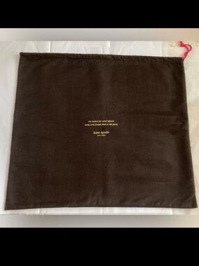 Large Kate Spade New York purse dust bag brown 19” x 17” gold lettering